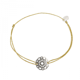 silver flower bracelet on lurex thread