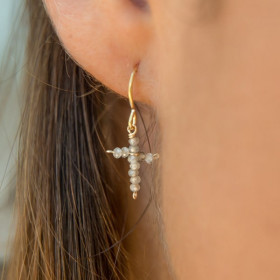 Boucle d'oreille labradorite blanche-Eden