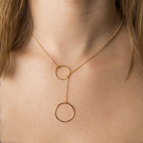 Necklace with two silver and gold-plated rings