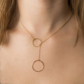 Necklace with two silver and gold-plated rings