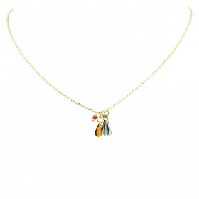 Collier chaine plaquée or et pendentifs