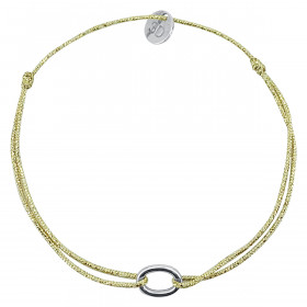 Bracelet anneau argent massif sur fil lurex