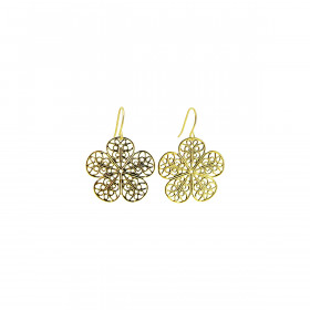 Boucle d'oreille laiton fleurs