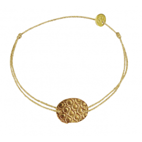 Hammered medal bracelet in gold plated on lurex wire