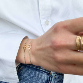 Clover bracelet in rose gold plated on lurex wire