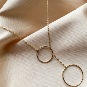 Necklace with two silver and gold-plated rings