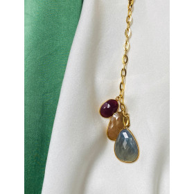 Long necklace Opéra gold plated & sapphire