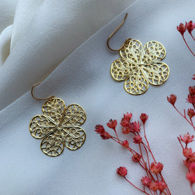 Boucle d'oreille laiton fleurs