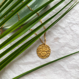 Necklace medal and chain -Alix