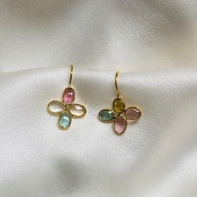 Boucle d'oreille tourmalines serties Rani