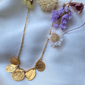 Gold plated necklace with 5 medals- ALYS