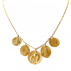 Gold plated necklace with 5 medals- ALYS