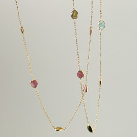 Set Tourmaline chain long necklace