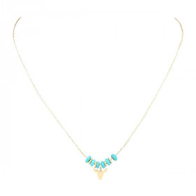 collier turquoise et tête de bufle