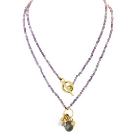 Necklace amethyst & stones pendants Louna