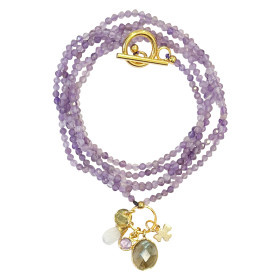 Necklace amethyst & stones pendants Louna