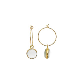 Hoop earring gold plated and rock crystal - Ikaria