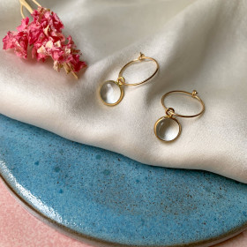 Hoop earring gold plated and rock crystal - Ikaria