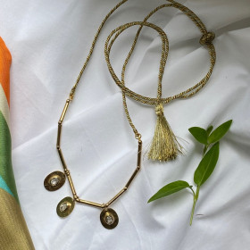 Necklace gold plated medal-...