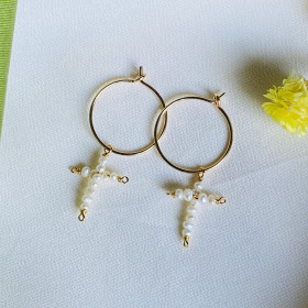 Earring pearl cross- Eden