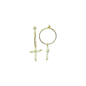 Earring pearl cross- Eden