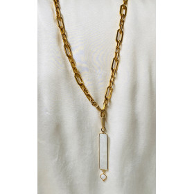 Necklace La Muette - gold plated chain and white labradorite