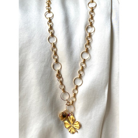 Collier Cadet - chaine plaqué or et pendentif trèfle