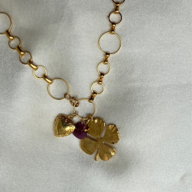 Collier Cadet - chaine plaqué or et pendentif trèfle