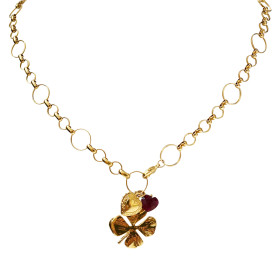 Collier Cadet - chaine plaqué or et pendentif trèfle