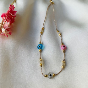 Bracelet oeil Mataki, perle de verre et de crystal