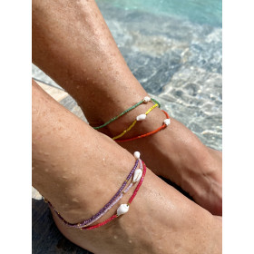 Côte d’Azur seed bead and shell ankle bracelet