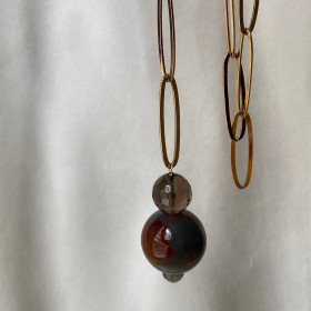 necklace -gold plated-agate stone- Orsay