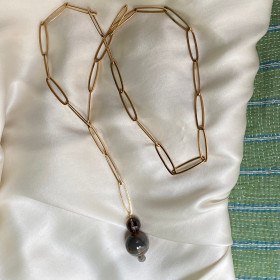 necklace -gold plated-agate stone- Orsay