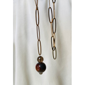 necklace -gold plated-agate stone- Orsay