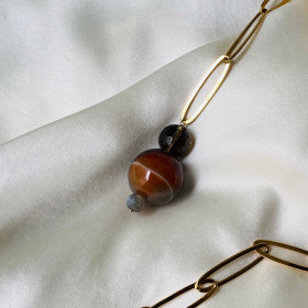 necklace -gold plated-agate stone- Orsay