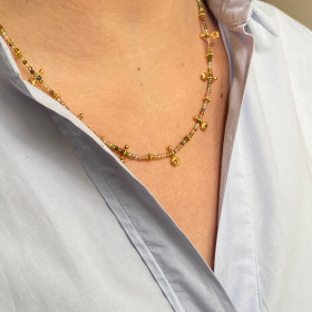 Necklace thread tourmalines & stones flowers- Nikita