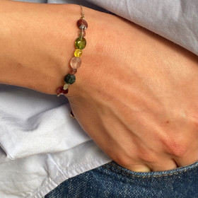 Bracelet tourmalines on lurex thread- Parure