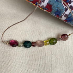 Bracelet tourmalines on lurex thread- Parure