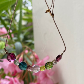 Bracelet tourmalines on lurex thread- Parure