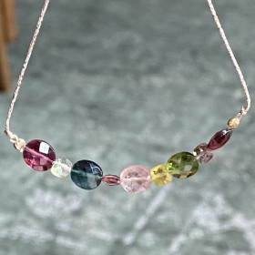 Bracelet tourmalines on lurex thread- Parure