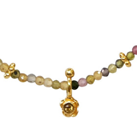 Necklace thread tourmalines & stones flowers- Nikita