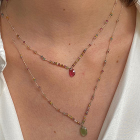 Collier fil lurex et tourmalines- Meurice