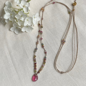 Collier fil lurex et tourmalines- Meurice