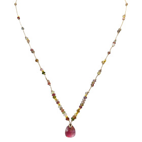 Collier fil lurex et tourmalines- Meurice