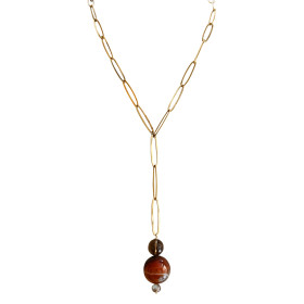 necklace -gold plated-agate stone- Orsay
