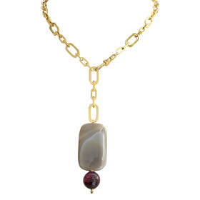 Necklace La Muette - gold plated chain and white labradorite