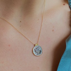 Collier médaille bi face-...