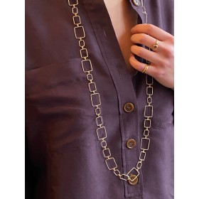 Long mat gold necklace -...