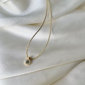 Collier fil lurex et pendentif diamanté - Rosie