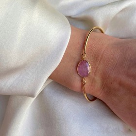 Gold plated bangle with pink sapphire Madurai